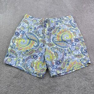 Bugatchi Uomo Board Shorts Mens XL Blue Green Paisley Floral Mesh‎ Lined Trunks